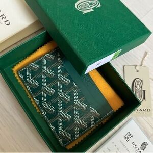 Goyard Green Key and Card Holder with Signature Pattern